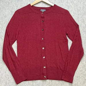 Eddie Bauer Women Small‎ Red Classic Preppy Ivy League Academia Button Cardigan thumbnail 1