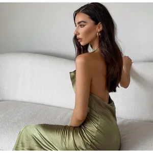 Princess Polly Alissa Green Slit satin strapless halter maxi dress in size 12 thumbnail 4