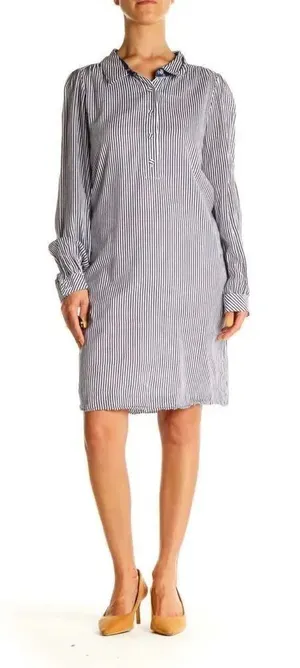 Womens Lily Pulitzer Blue & White Striped Long Sleeve Day Shirt Dress - Sz 4 thumbnail 1