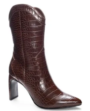 New CHINESE LAUNDRY Forester Western Boot In Dark Chocolate Brown Crocodile thumbnail 1