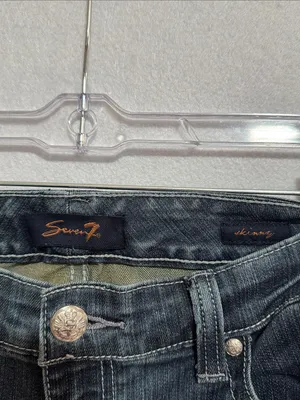 7 For All Mankind Women's Skinny Jeans - Dark Grey Blue Wash thumbnail 2
