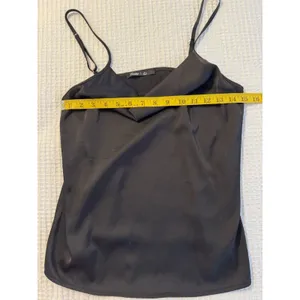 Famulily Black Cowl Neck Tank Top Women's Medium Old Money Aesthetic Clean Girl thumbnail 3