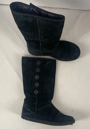 Ugg Suede Button Side Boots in Black Size 6‎ thumbnail 1