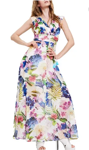 NWT $158 • Guess • Maxi Dress • Gilda • Floral Print • Small thumbnail 1