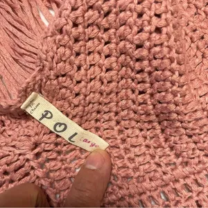 POL Crochet Fringe Crop Top Bralette – Boho Festival Tank, Dusty Rose Pink, Sz L thumbnail 11
