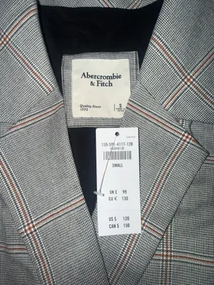 Abercrombie and fitch check blazer dress grey NWT size S thumbnail 4