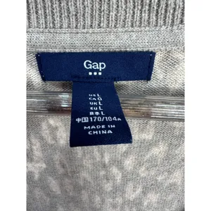 Gap Cardigan Sweater Womens Large Tan‎ Leopard Print Cotton V-Neck Button Front thumbnail 3