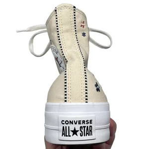Converse Chuck Taylor Platform Beige Tan Embroidered Floral Flower Womens 11 thumbnail 12
