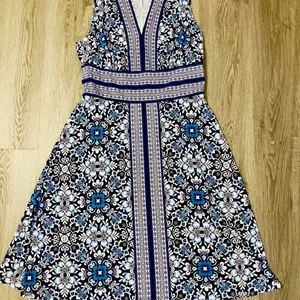London Times Y2k Sleeveless Geometric Abstract Midi Dress Sz 6 Boho Chic Folksy thumbnail 2