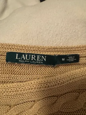 Ralph Lauren Tan Cable-Knit Scoop Neck Sweater thumbnail 3
