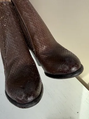 Firenze New Size 6 M 36 Brown Reptile Textured Leather Pointy Toe Boots Booties thumbnail 7