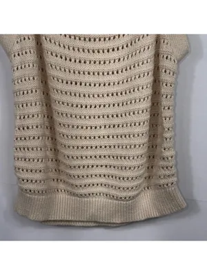 Universal Thread Women’s S Cream Crochet Knit Tank Top thumbnail 3