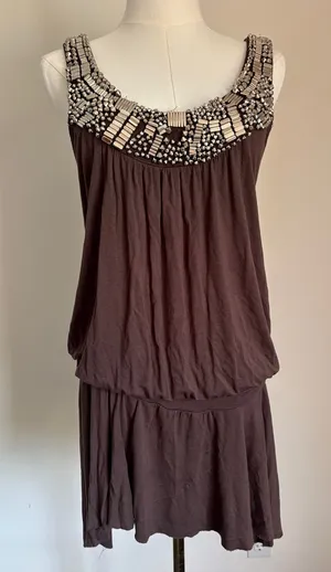 Cache Embellished Brown Mini Dress thumbnail 1