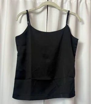 New Black Satin Minimalist Cami Sleeveless Business Casual Tank Top Size Small thumbnail 1