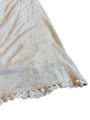 Free People Cream Eyelet Midi Skirt Strapless Dress Crocheted Trim Size Small thumbnail 6