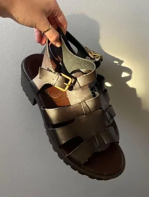 Y2K brown faux leather chunky fisherman sandals 🔥 thumbnail 1