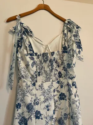 Francesca's White and Blue Floral Dress thumbnail 3