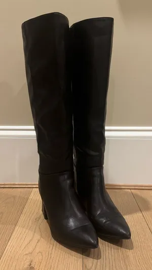 🍁 Journee Landree Wide Calf Black Heeled Boots, Size 11 thumbnail 1