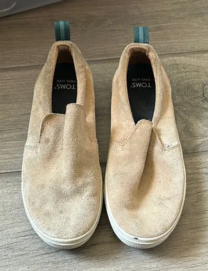 Toms Tan Suede Slip-On Flats thumbnail 1