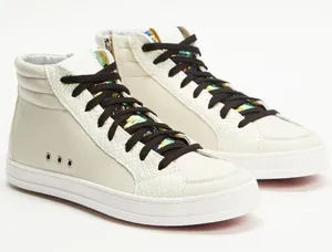 P448 Nautilus High‎ Top Skate Sneakers White Italian Size 35 (US 5) EUC thumbnail 1
