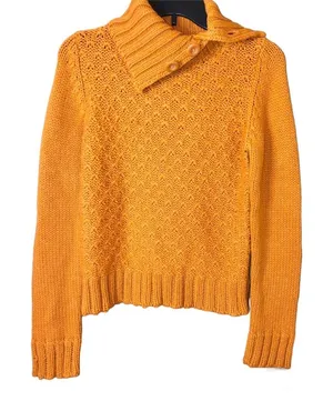 Zara Chunky Button Neck Sweater‎ Orange Size Medium thumbnail 1