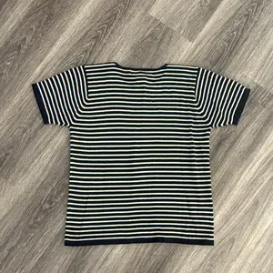 Black and Gray Striped Tee Silk Blend Casual Short Sleeve Top thumbnail 2