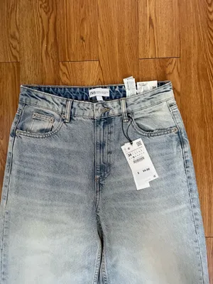 Zara high waisted super wide light blue jeans nwt thumbnail 4
