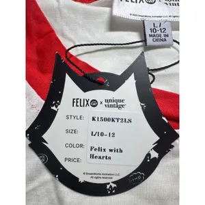 Unique Vintage‎ Felix The Cat Hearts Graphic Top Red Neck Tie Womens L thumbnail 4