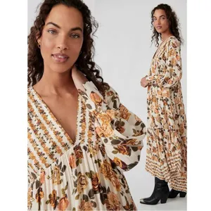 Free People Ethereal Dainty Row of Roses Floral Maxi Dress Size Small thumbnail 2