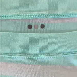 Three Dots Mint Green White Stripe Boat Neck 3/4 Sleeve Top Medium thumbnail 2