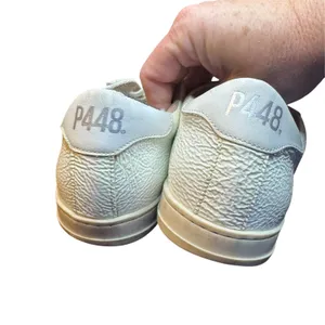 P448 Shoes Womens Size 7.5 White Leather Low Top Casual Sneakers Made In Italy thumbnail 8