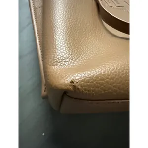 Steve Madden Cognac Brown‎ Pebbled Tote Bag Leopard Print Lining Embossed Logo thumbnail 8