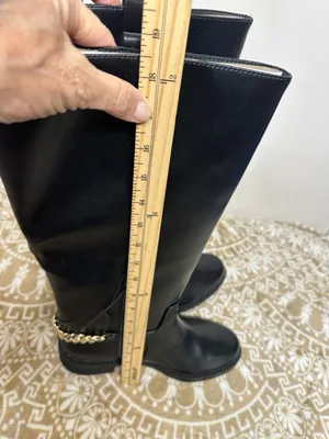 a new day Black Mid-Calf Faux Leather Boots with Chain Accent thumbnail 7