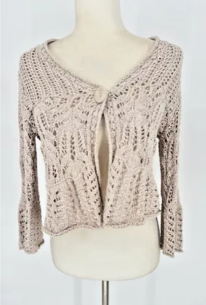 Vtg‎ Dressbarn Y2K Sweater Cardigan Crochet S Bell Sleeve Hippie Boho Festival thumbnail 1