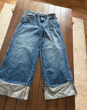 Hidden Wide Leg Cuffed Jeans Size 26 | Trendy Medium Wash Denim thumbnail 1