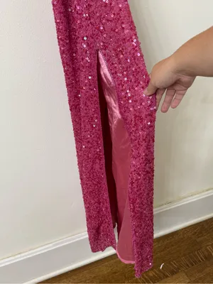 {M} Scala Fuchsia Sequin Halter Gown thumbnail 6