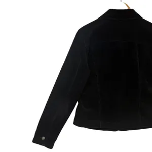 Black Corduroy Button Up Trucker Cotton Jacket Moto Edgy Comfy Streetwear Size M thumbnail 8