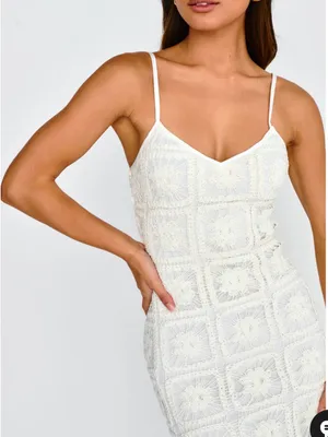Here Comes the Sun Cayman Sunset Crochet Midi Dress White Beachy Vacation Ready Feminine Brunch thumbnail 3