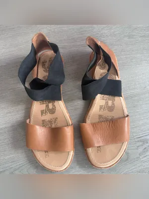Sorel Ella Strappy Sandals Women’s 9 Tan Black Ankle Elastic Casual Summer thumbnail 2
