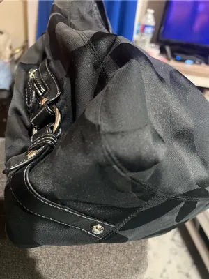 Coach black monogram hobo bag "C" pattern sateen fabric, signature Coach hangtag thumbnail 6