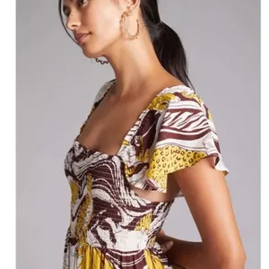 Anthropologie ruffled maxi Jaguar print M thumbnail 3