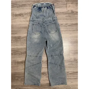 Strapless Wide Leg Denim Jumpsuit Size L‎ Light Wash Blue Seam Detail Y2K Romper thumbnail 4
