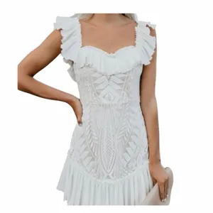 Saints + Secrets White Lace Dress Ruffled Off the Shoulder thumbnail 9