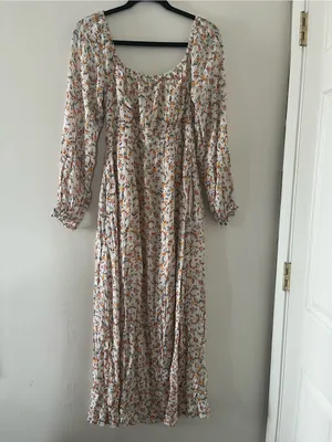 Lost + Wander Floral White Orange Maxi Dress Small Cottagecore Romantic Prairie thumbnail 7