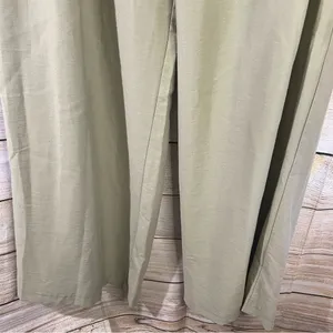 Zara high-rise wide leg pleated green trouser pants with pockets women Size XL thumbnail 9