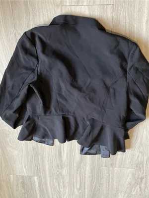 Allegra K Black Tailored Peplum Blazer thumbnail 3