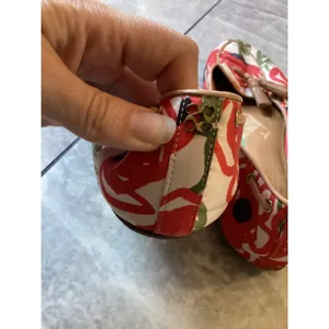 Coach Malika Poppy Floral Satin Tassel Ballet Flats Red White Green 7.5B Q1778 thumbnail 5