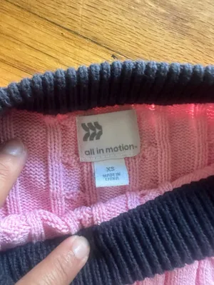 All in Motion Cable Knit Sweater Pink Green Striped “Take It Easy” XS Cozy thumbnail 5