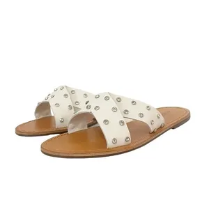 NWT Schutz Marilu Sandal White Leather Rhinestone Studded Slide Women’s Size 9.5 thumbnail 5