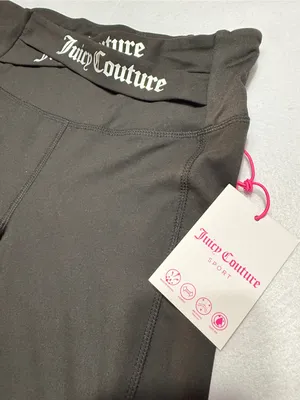 Juicy Couture Sport NWT Black Leggings crisscross Logo Waistband Sz M thumbnail 2